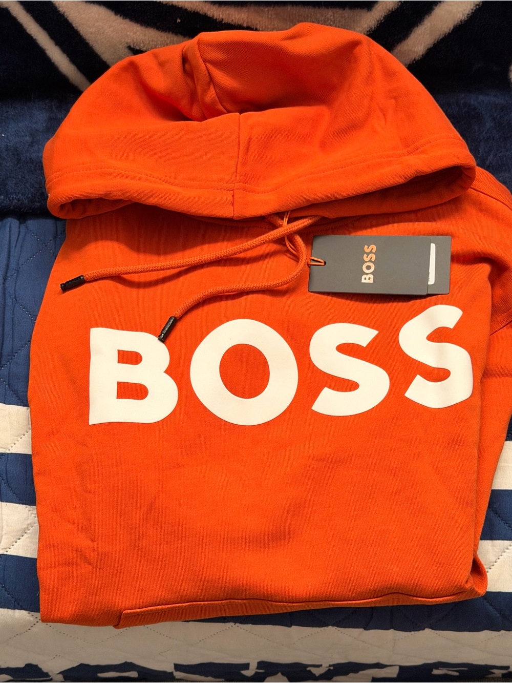 BOSS Orange Pullover Hoodie with White Logo